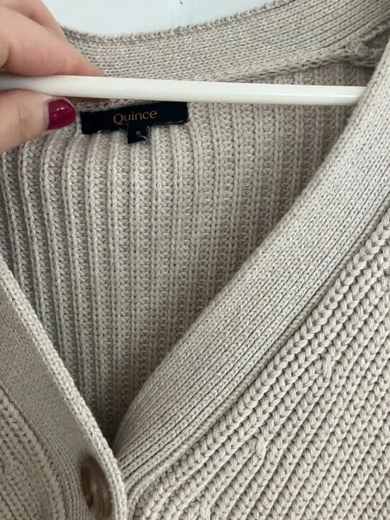 Quince Fisherman Cotton Boxy Cropped Cardigan - Picture 3 of 5